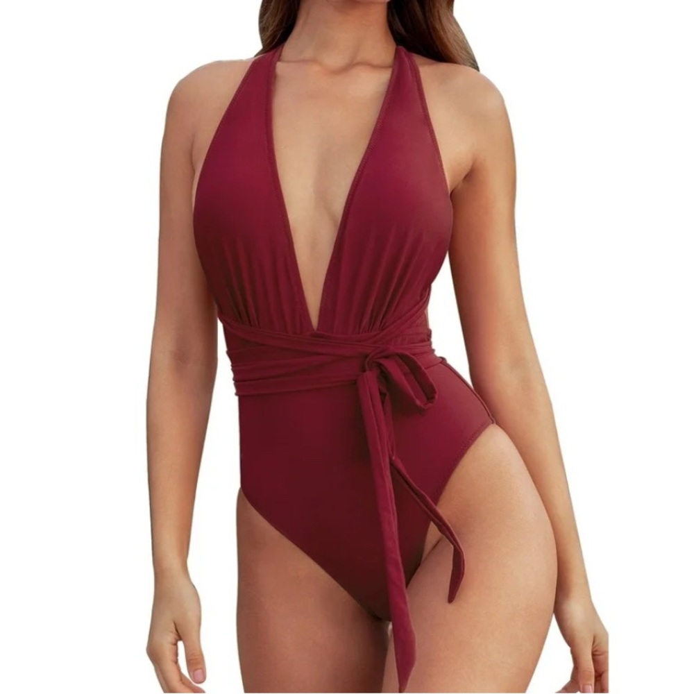 NWT CUPSHE Deep V One-Piece Swimsuit